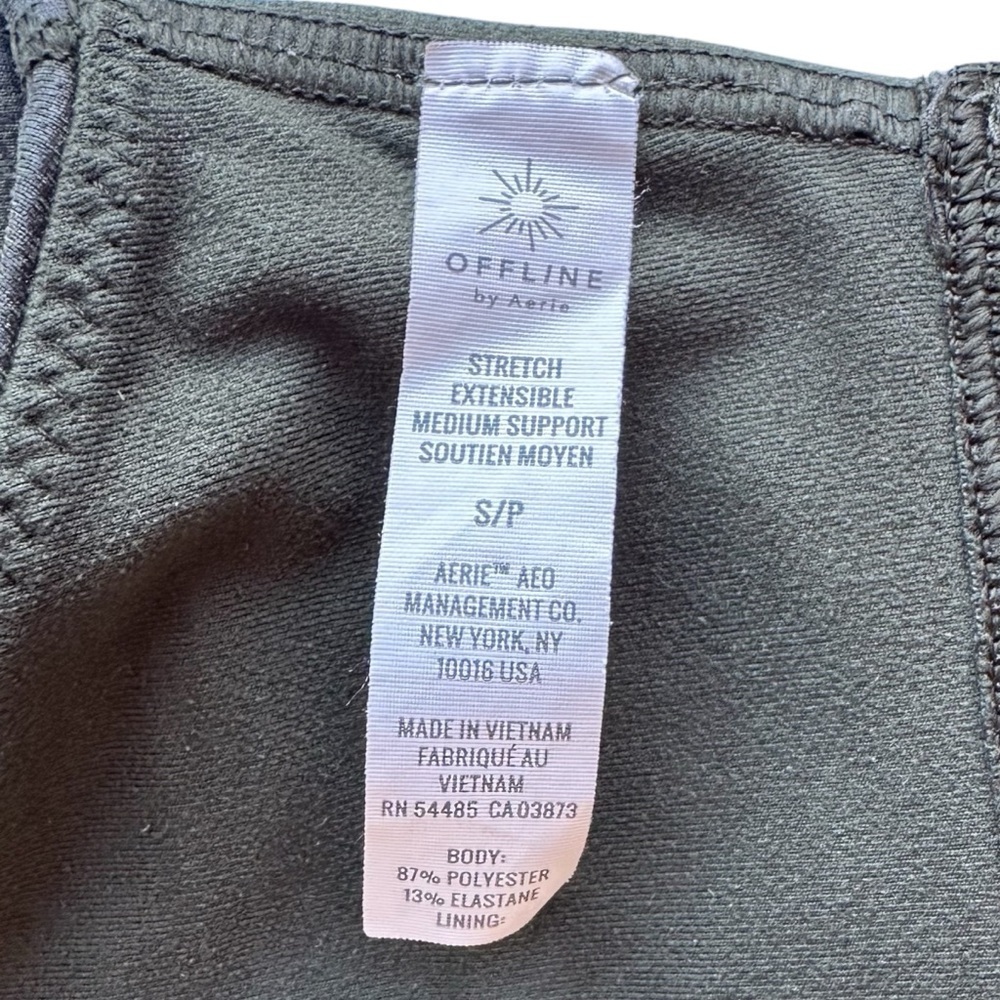 Aerie Offline Dark Green Distressed Faux Leather Sports Bra Top - Picture 9 of 9